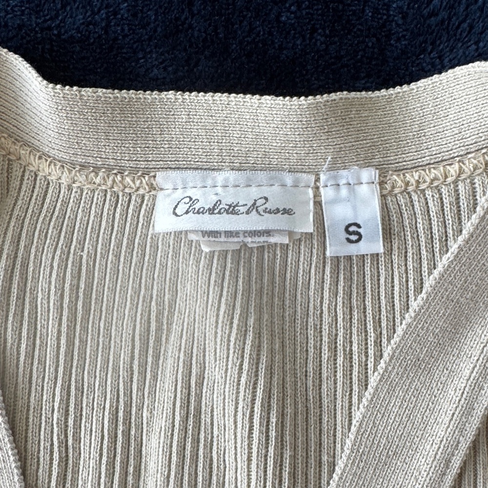 Charlotte Russe Beige Ribbed Cardigan - Picture 2 of 7